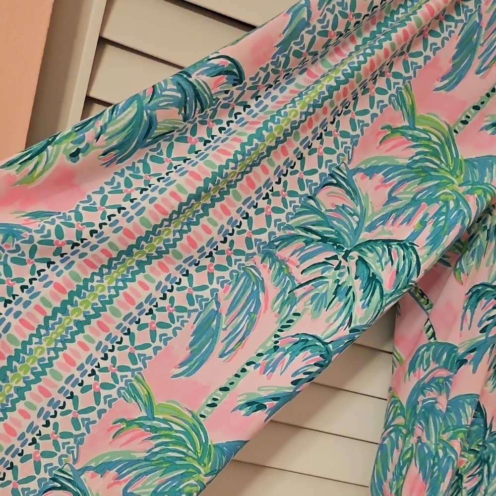 Lilly Pulitzer Pink and Green Leaf Print Dress